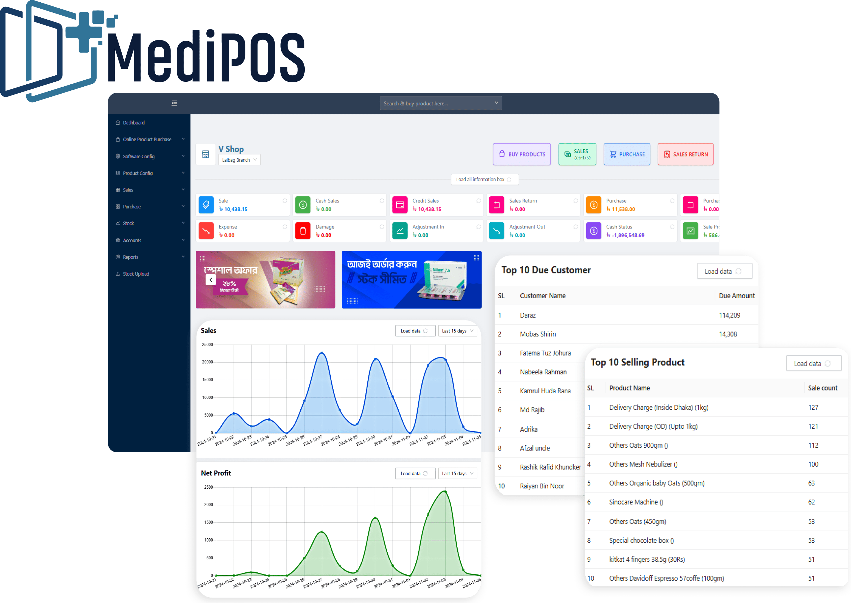 MediPOS app dashboard.